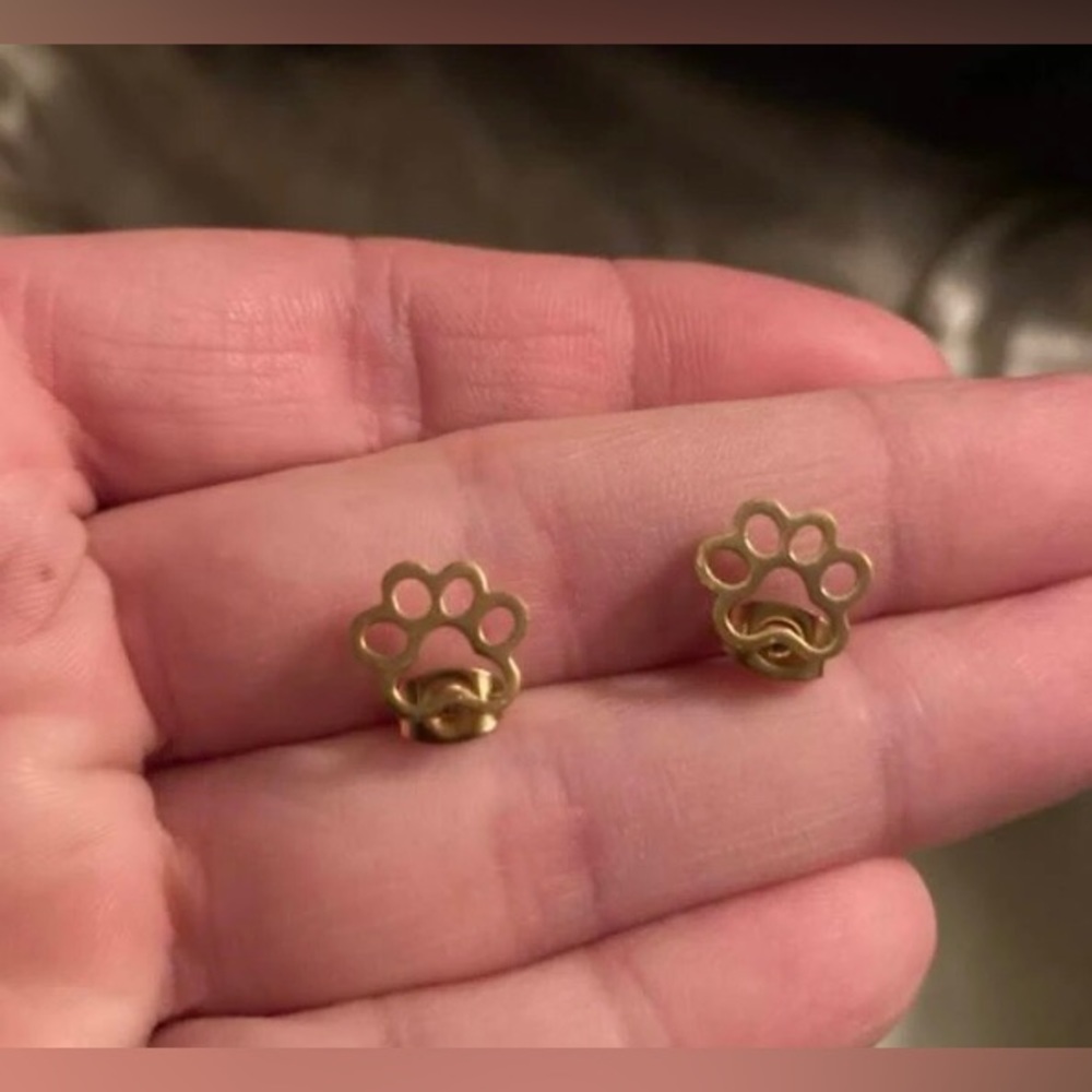 🐾 Paw Print Stainless Steel Stud Earrings NWT - Picture 7 of 12